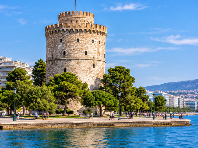 Thessaloniki White Tower Waterfront Panorama