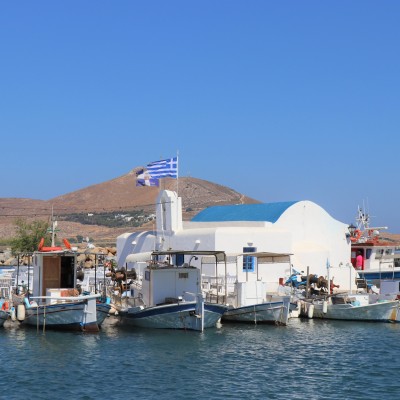 naoussa paros church boats